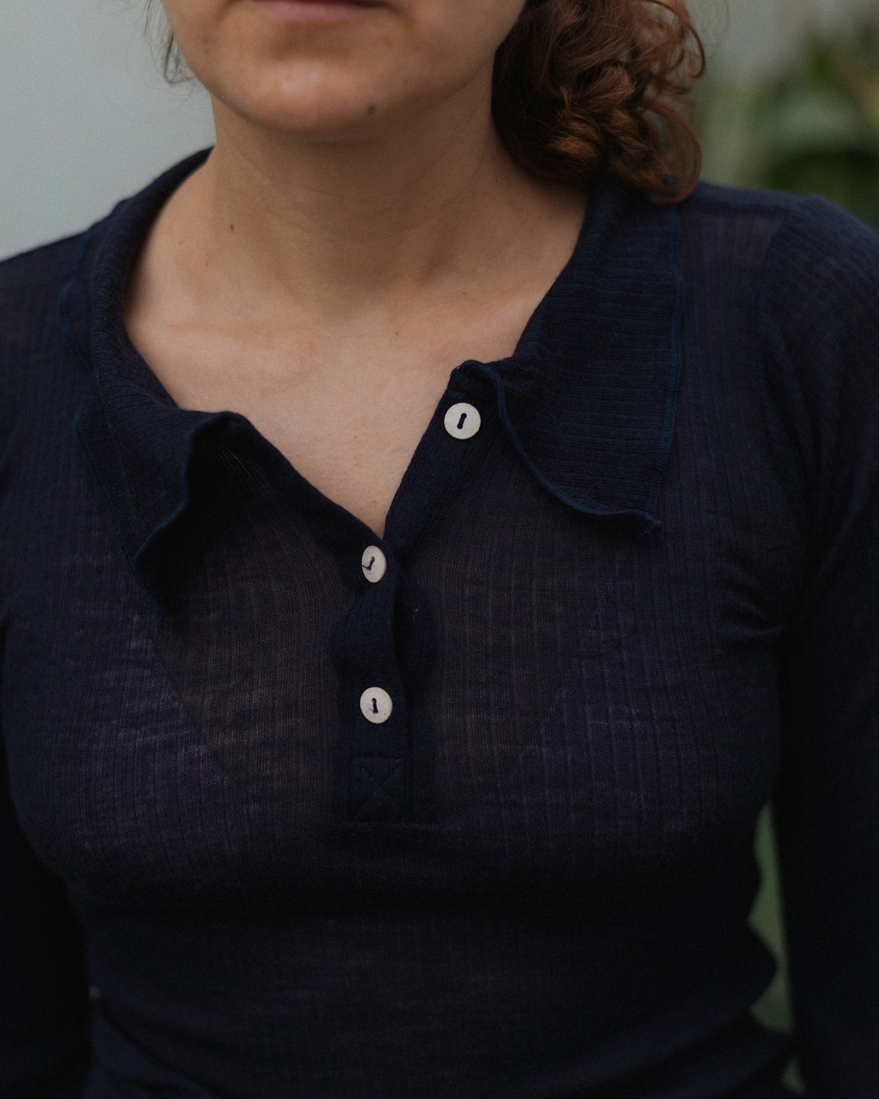 Dual Long Sleeve Tee - Fine Wool Rib - Murano Navy