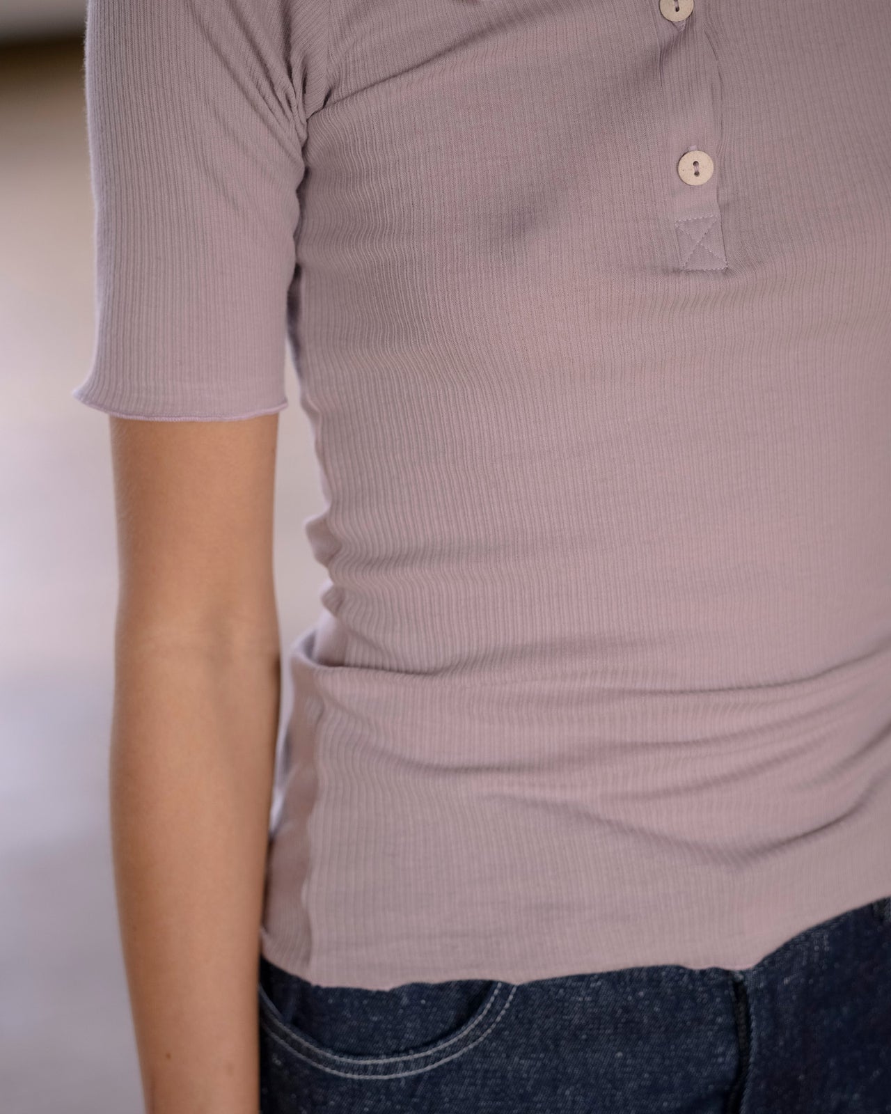 Dual Polo - Fine Organic Cotton Rib - Verbe Purple