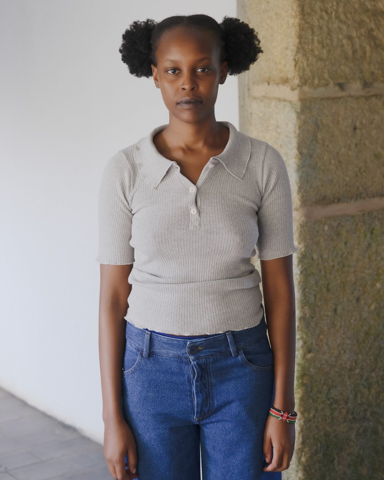 Dual Polo - Recycled Cotton Rib - Grey Melange