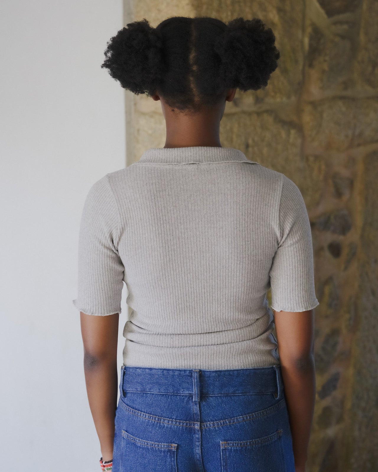 Dual Polo - Recycled Cotton Rib - Grey Melange