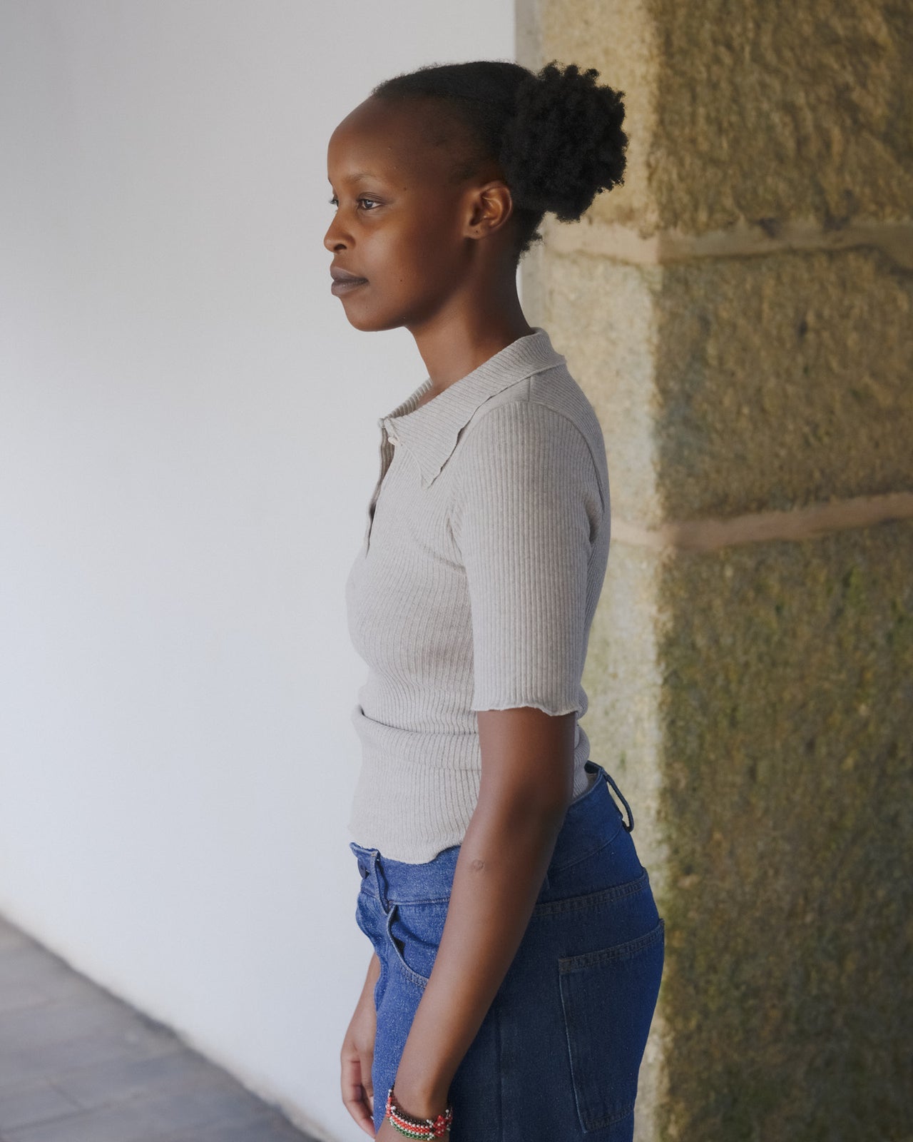 Dual Polo - Recycled Cotton Rib - Grey Melange