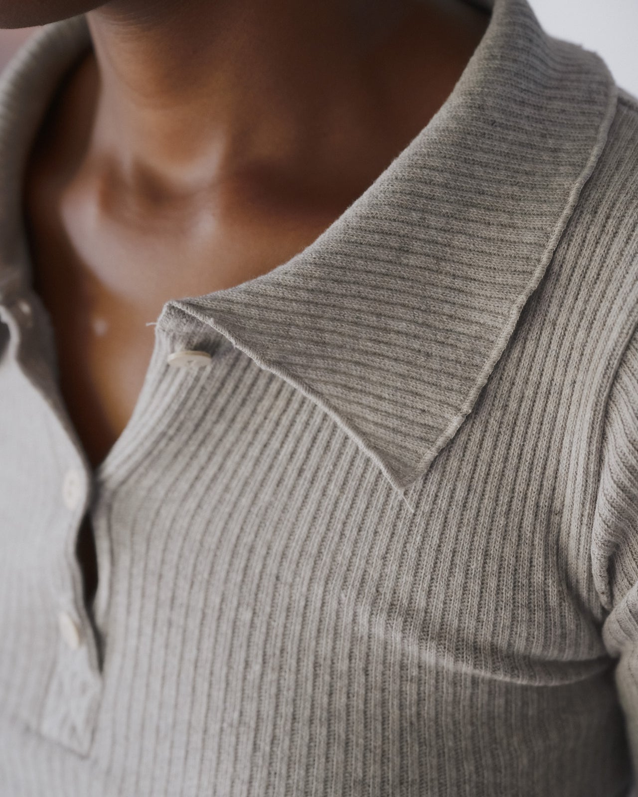 Dual Polo - Recycled Cotton Rib - Grey Melange