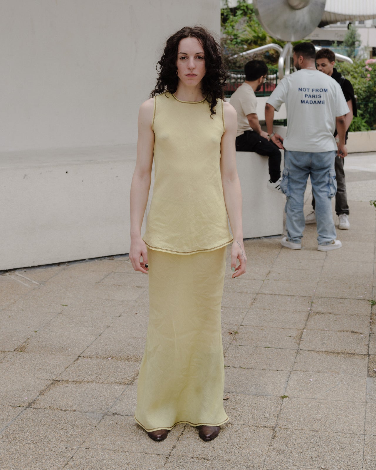 Dydine Fitted Skirt - Sheer Linen - Lime