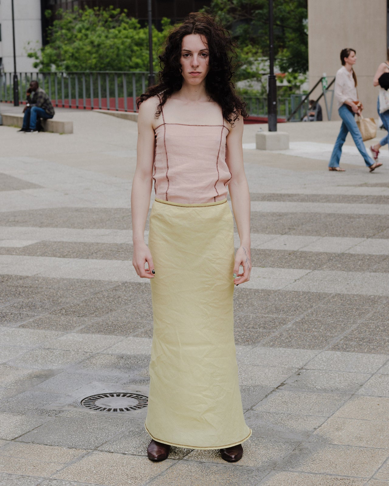 Dydine Fitted Skirt - Sheer Linen - Lime