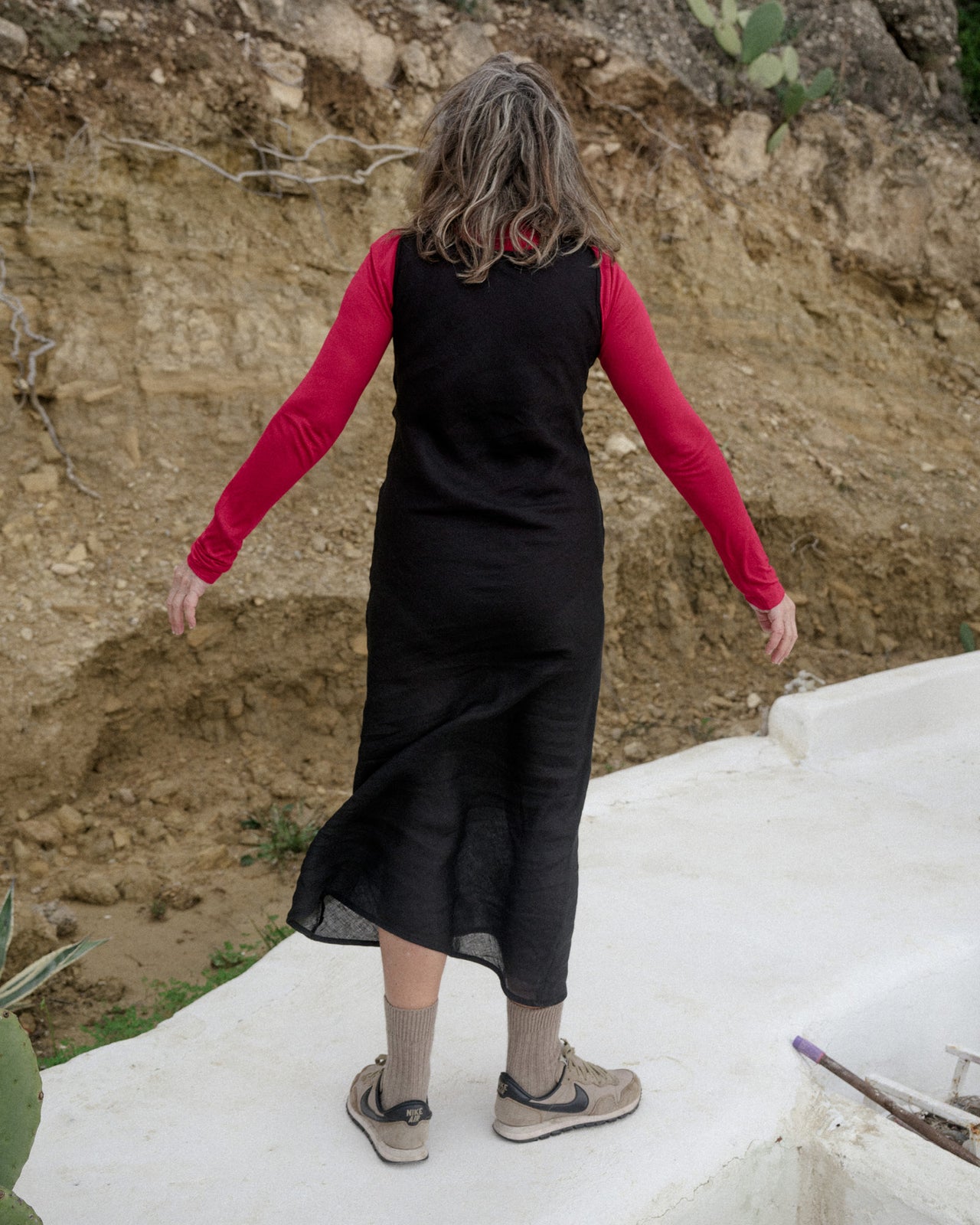 Dydine Heart Tank Dress - Fine Linen - Black