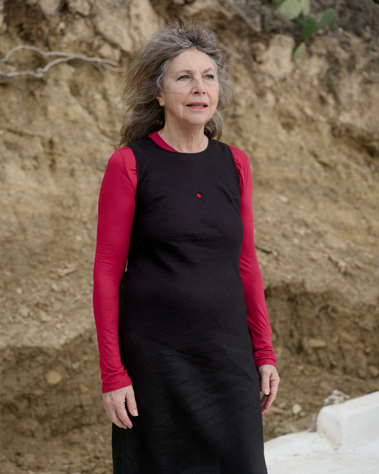 Dydine Heart Tank Dress - Fine Linen - Black