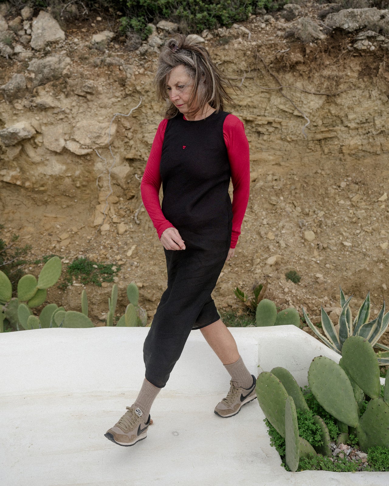 Dydine Heart Tank Dress - Fine Linen - Black