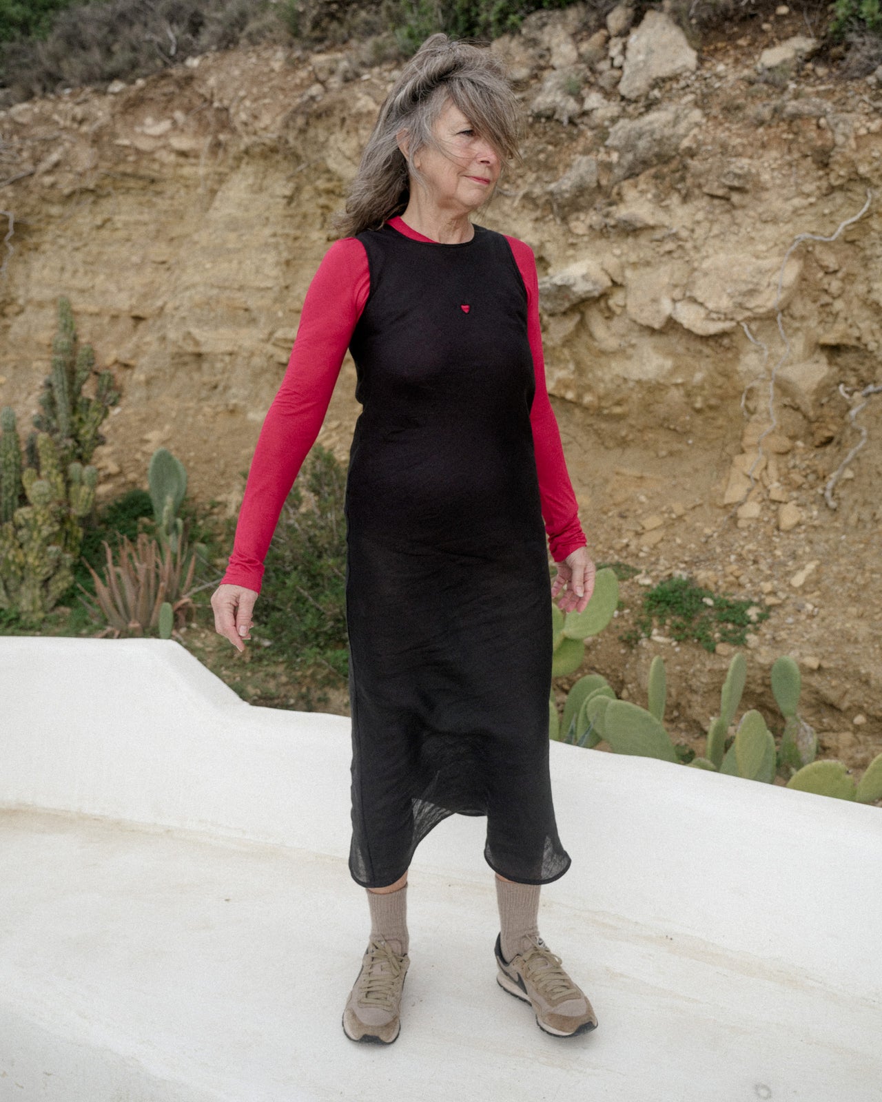 Dydine Heart Tank Dress - Fine Linen - Black