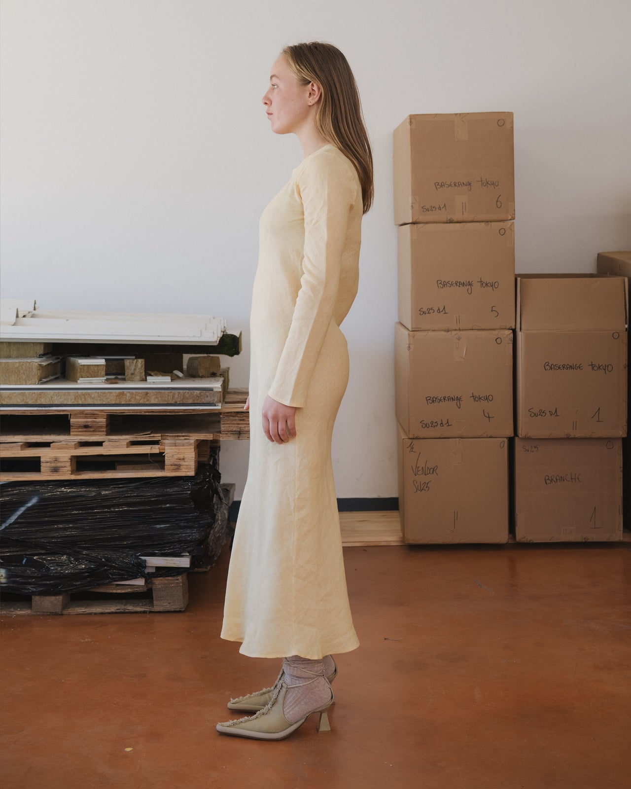 Dydine Long Sleeve Dress - Fine Linen - Ana Yellow