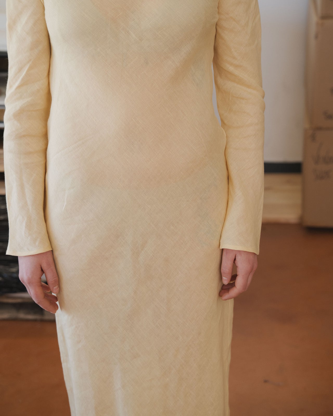 Dydine Long Sleeve Dress - Fine Linen - Ana Yellow