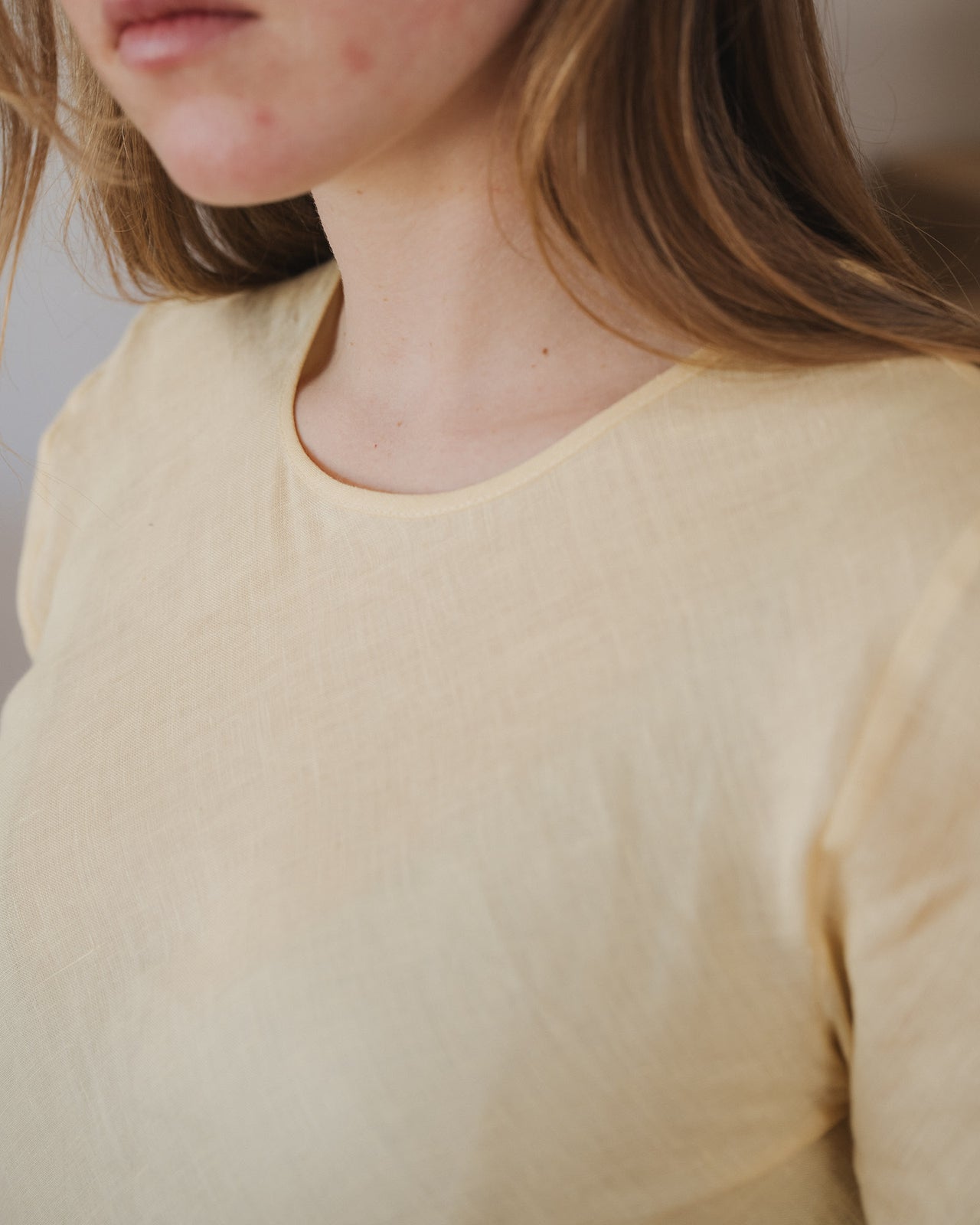 Dydine Long Sleeve Dress - Fine Linen - Ana Yellow