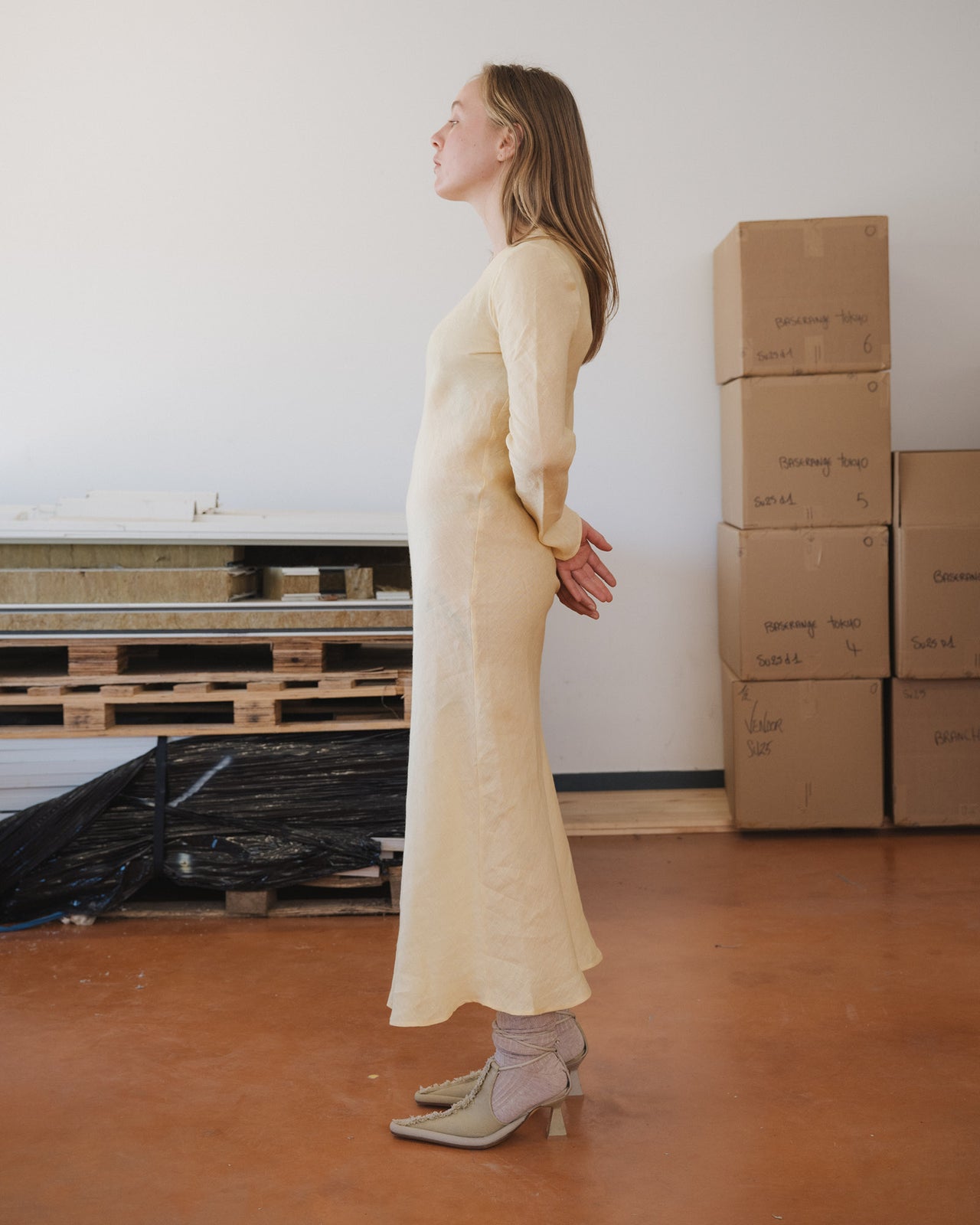 Dydine Long Sleeve Dress - Fine Linen - Ana Yellow