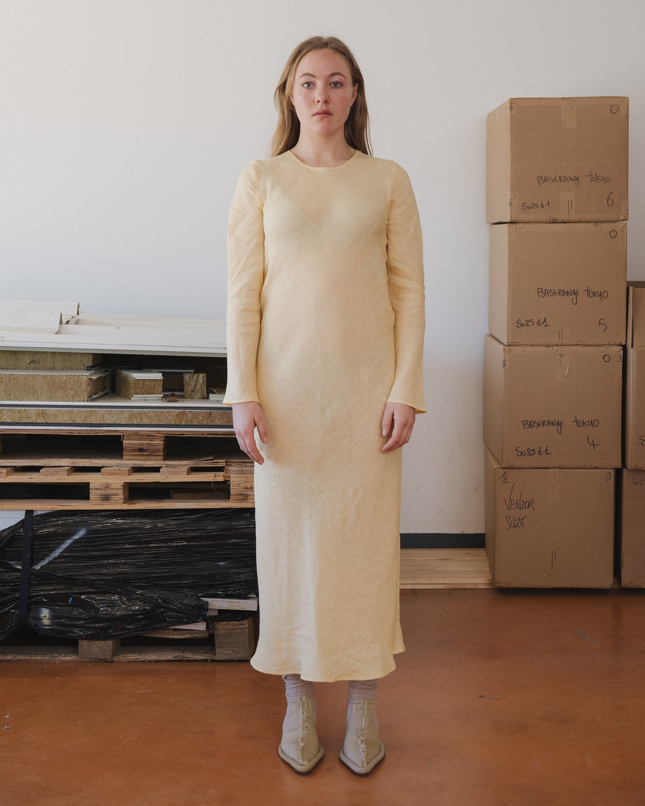 Dydine Long Sleeve Dress - Fine Linen - Ana Yellow