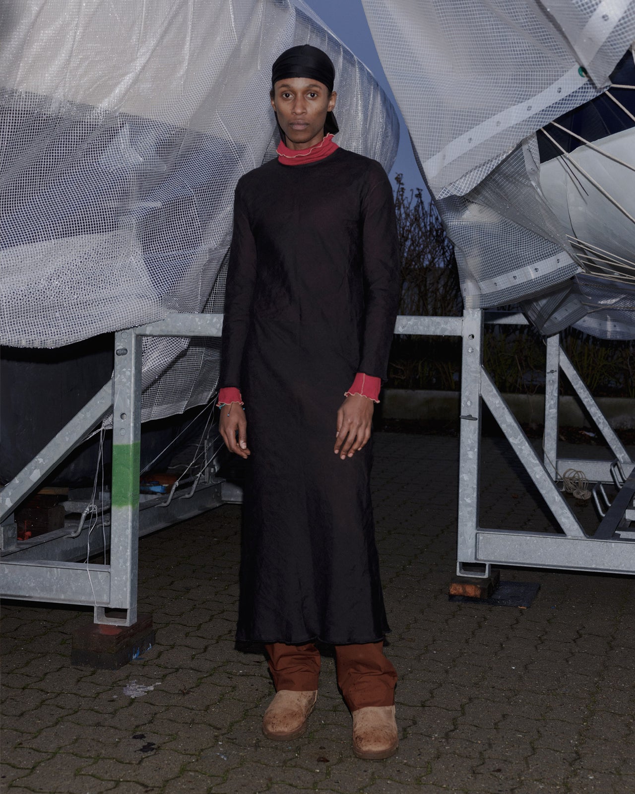 Dydine Longsleeve Dress - Sheer Linen - Black - AU23