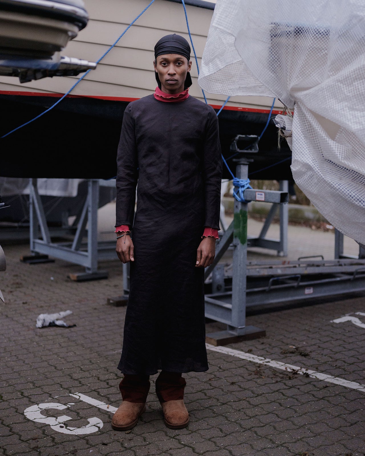 Dydine Longsleeve Dress - Sheer Linen - Black - AU23