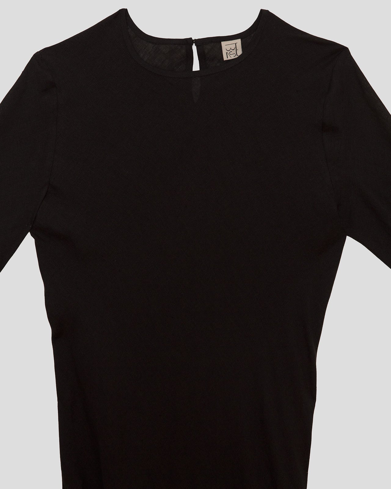 Dydine Longsleeve Dress - Sheer Linen - Black - AU23