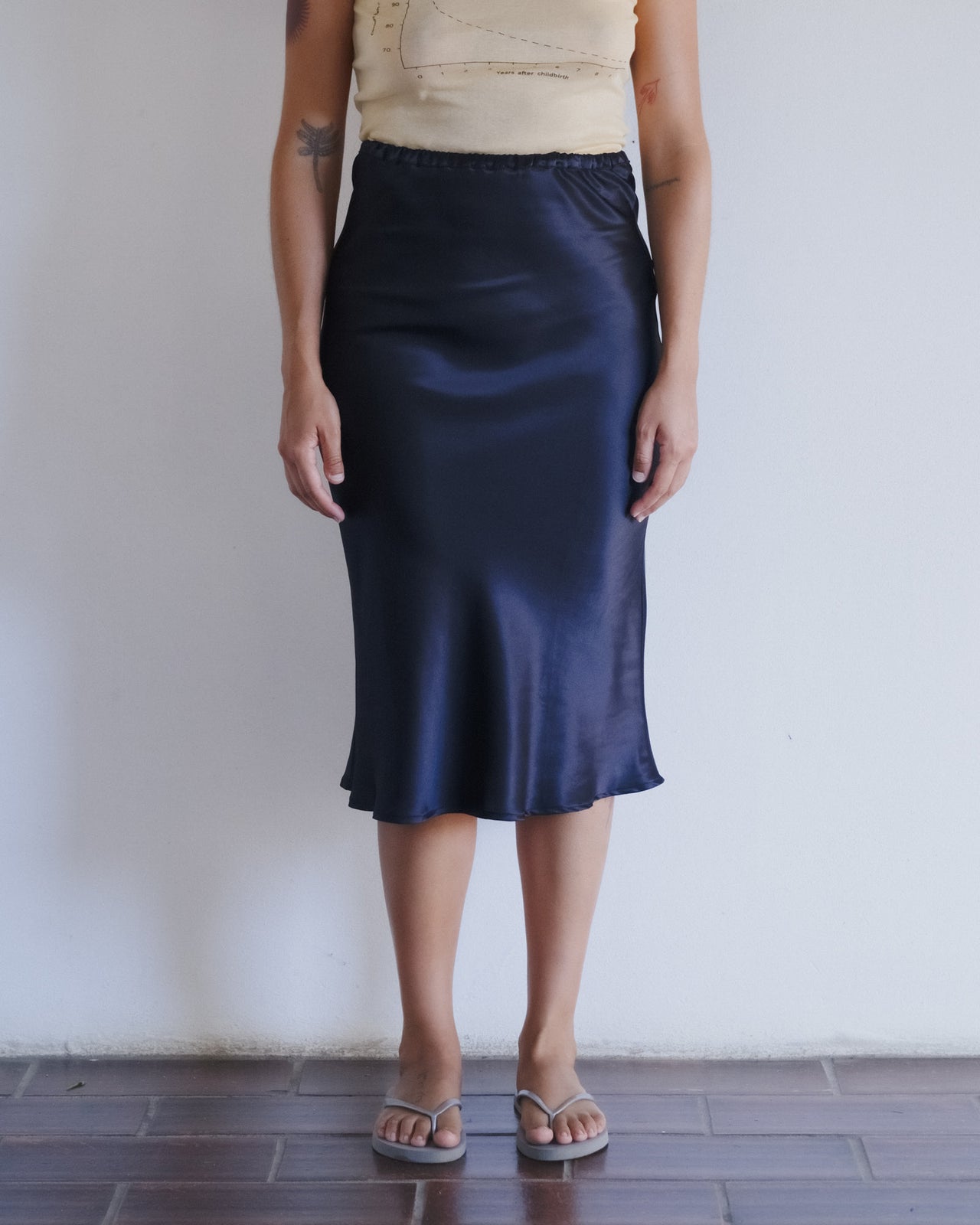 Dydine Midi Skirt - Silk Satin - Black