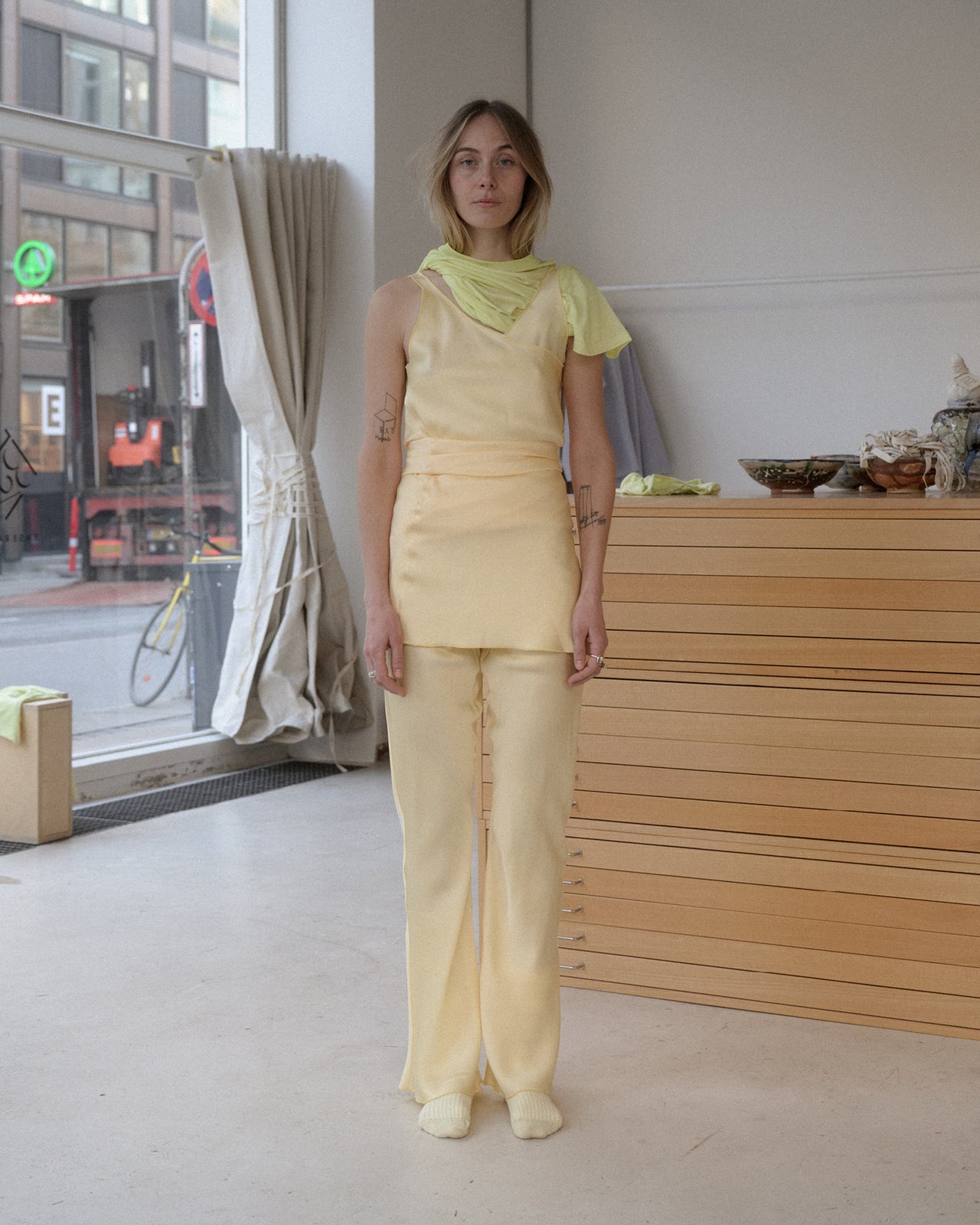 Dydine Pants - Ecovero Satin - Sophia Yellow