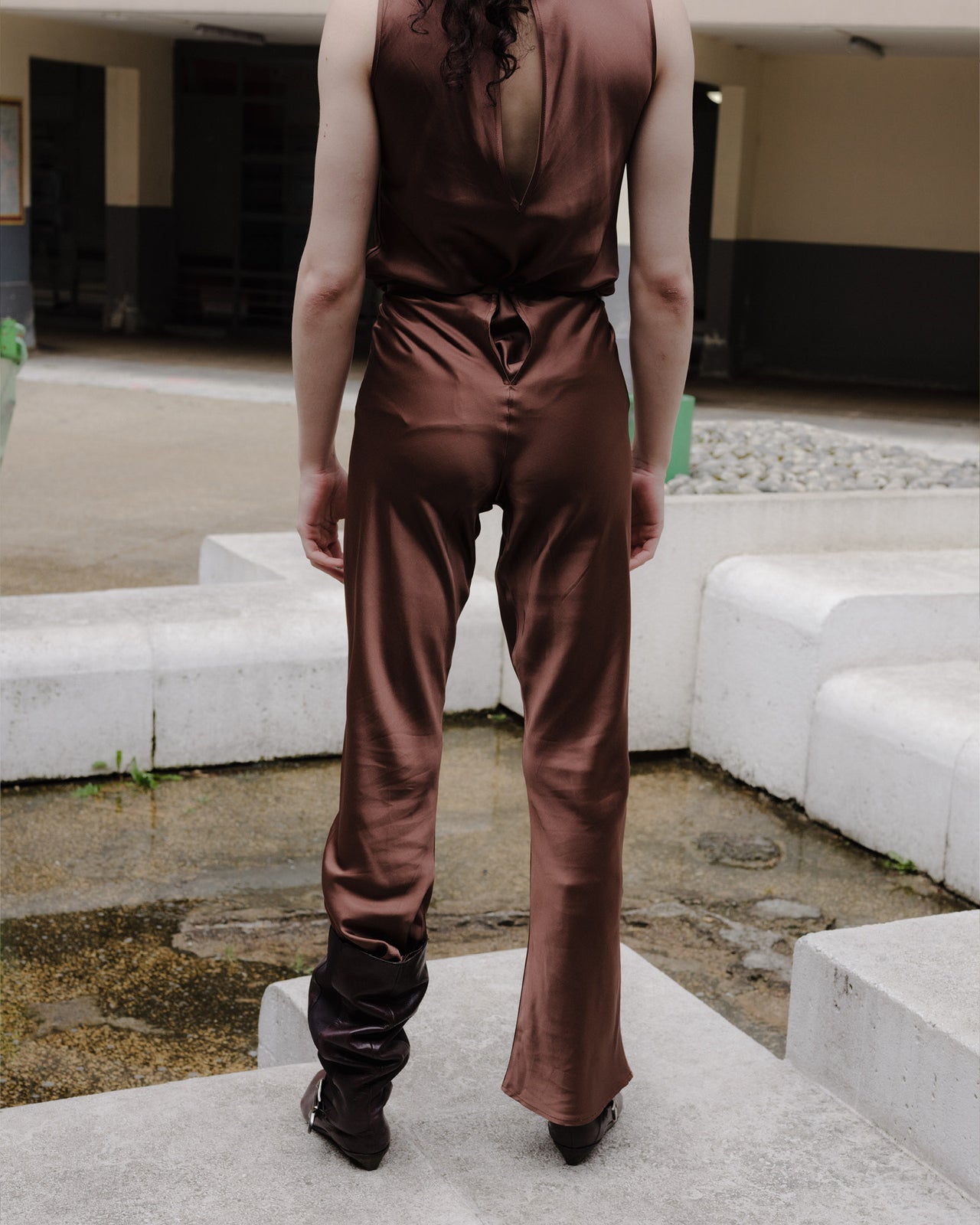 Dydine Pants - Ecovero Satin - Dark Brown