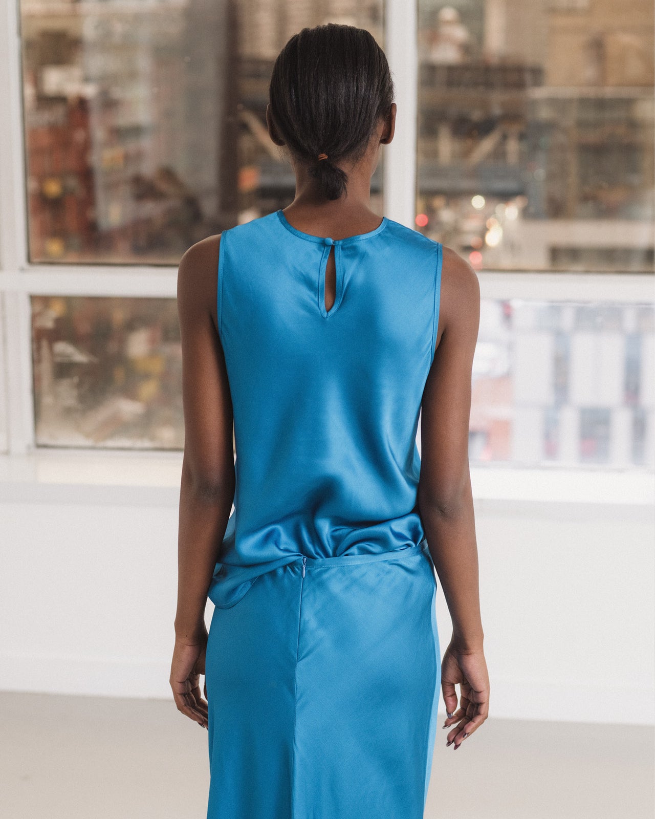 Dydine Tank Top - Ecovero Satin - Ora Blue