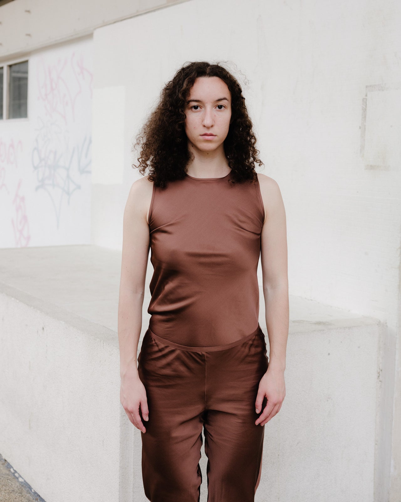 Dydine Tank Top - Ecovero Satin - Dark Brown