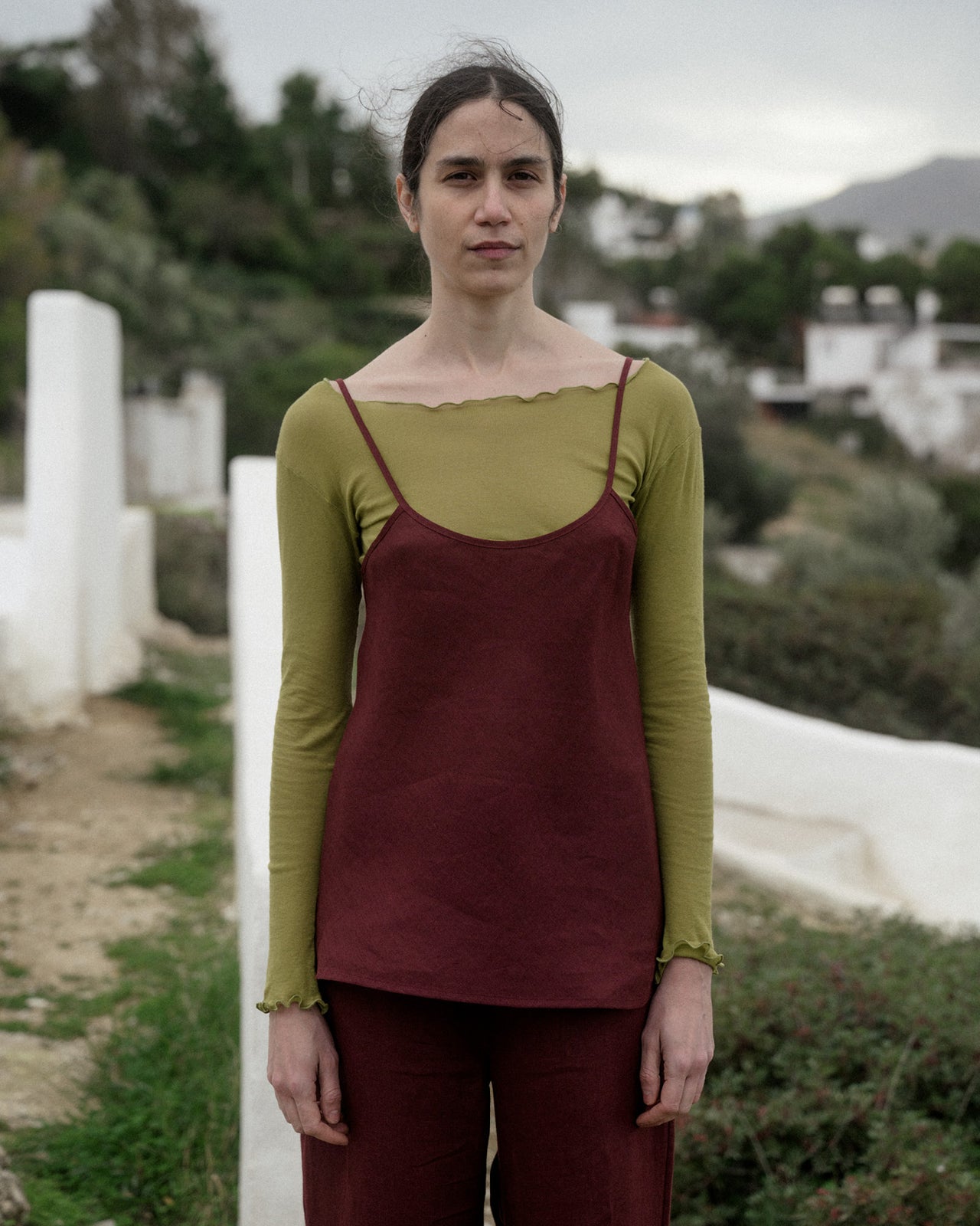 Dydine Top - Fine Linen - Stome Burgundy