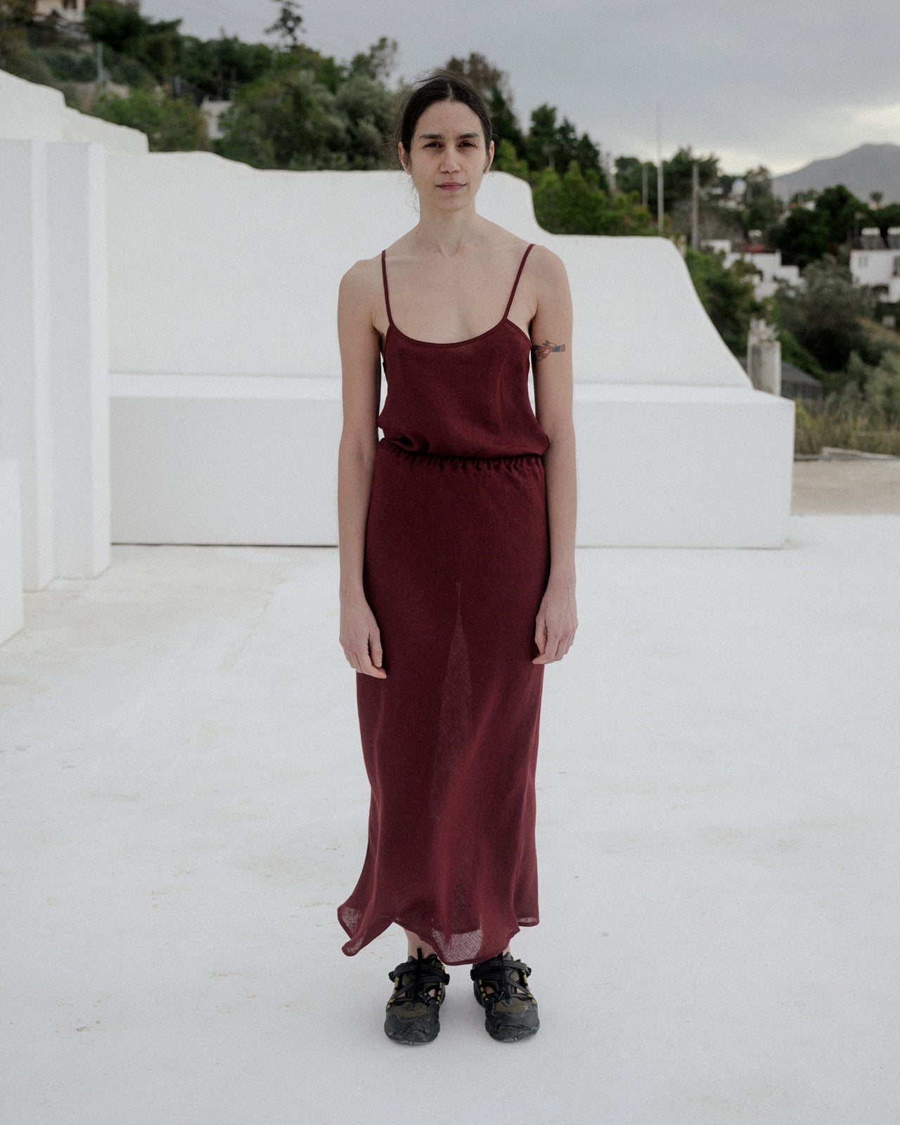 Dydine Top - Fine Linen - Stome Burgundy