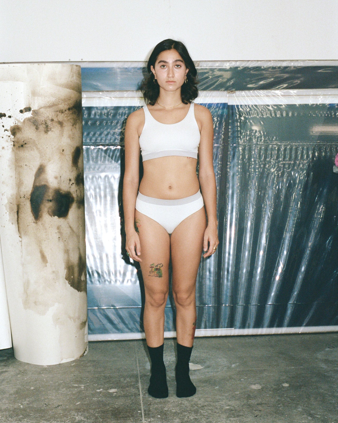 Fine Seamless Bell Pants - Seamless Rib - Light Grey