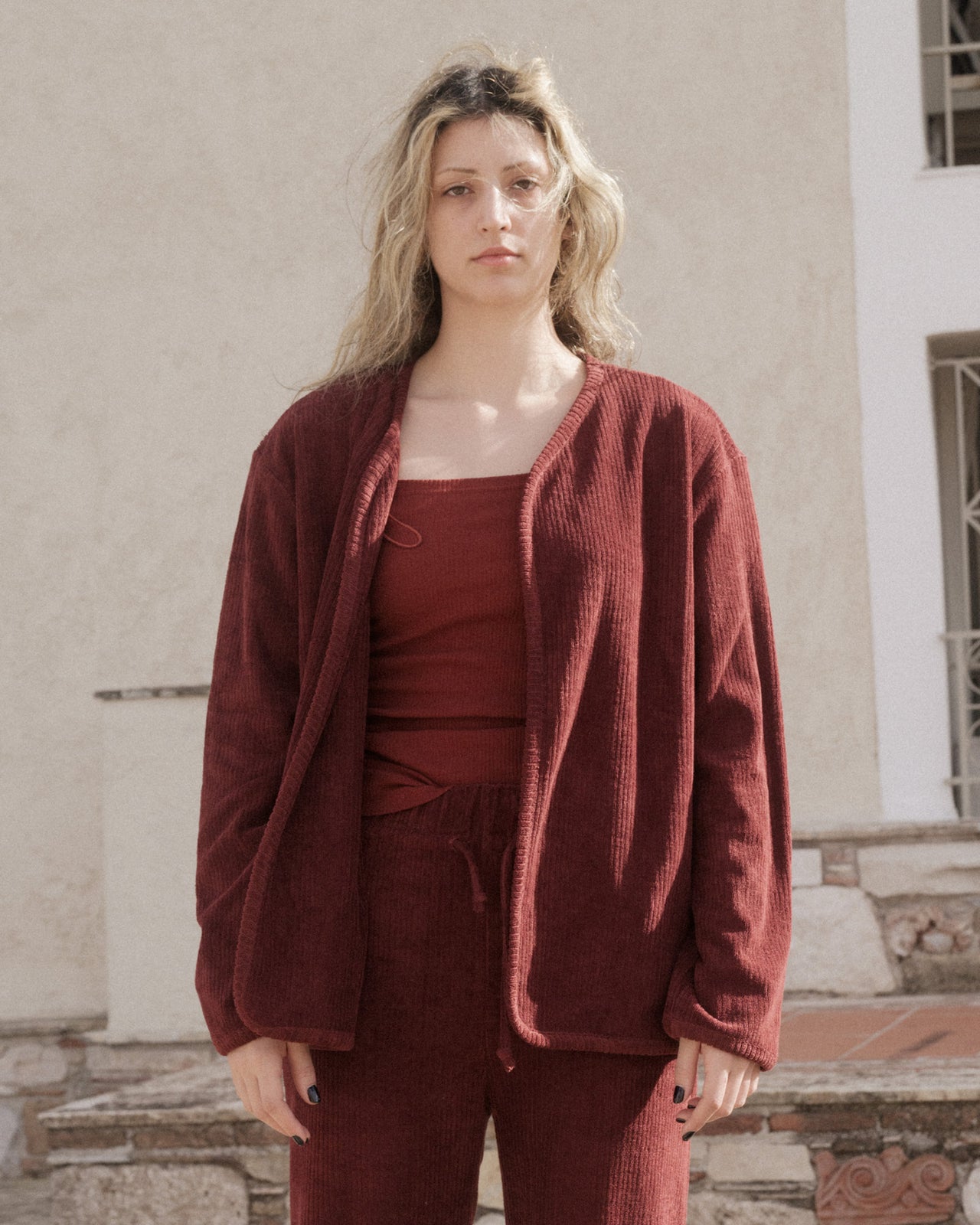 Fill Jacket - Organic Cotton Terry - Aster Brown Red