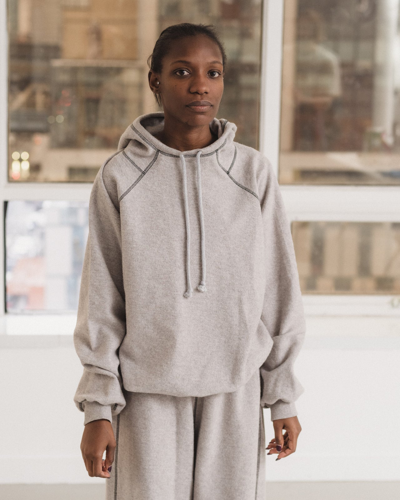 Fold Hoodie - Recycled Cotton - Grey Melange