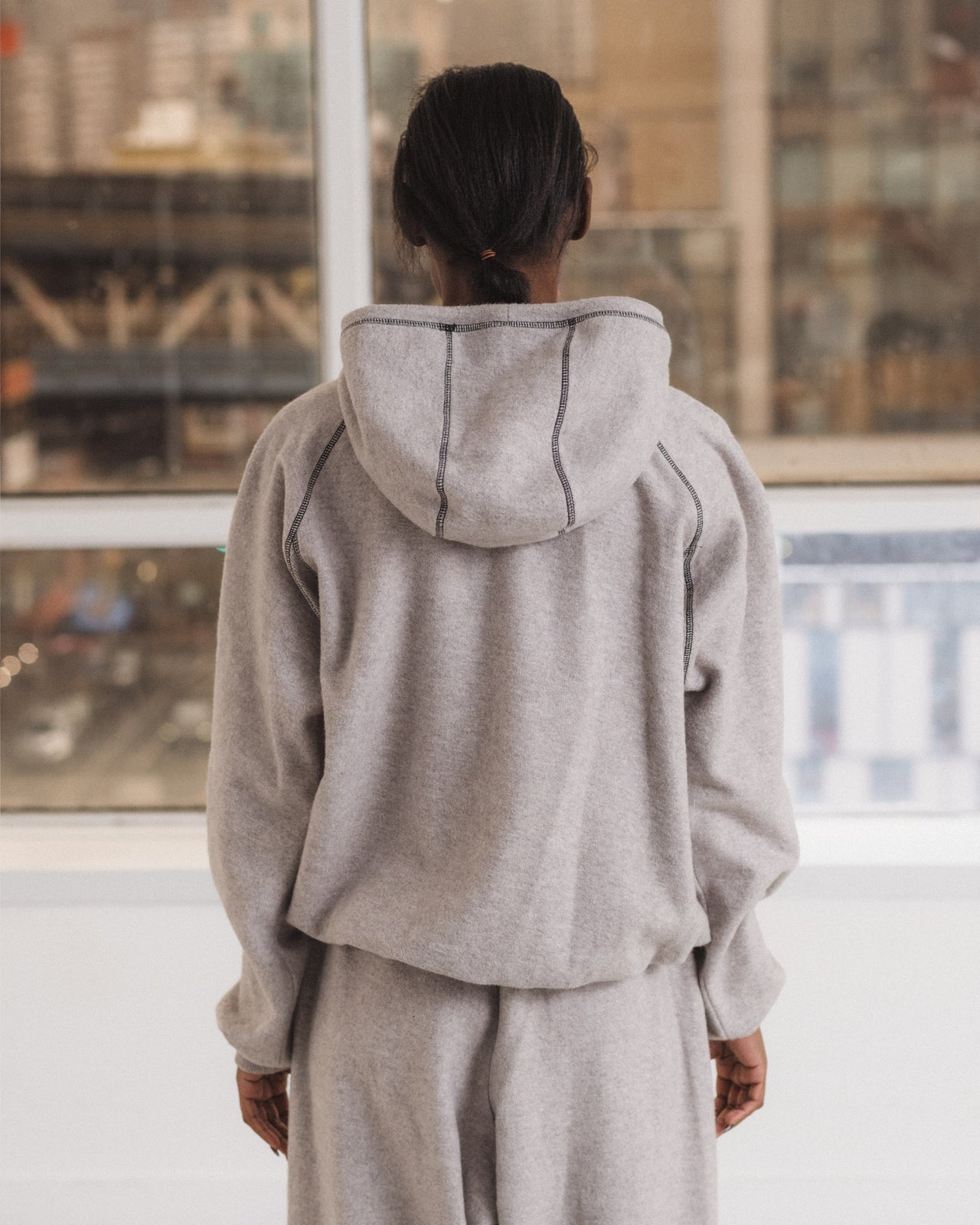 Fold Hoodie - Recycled Cotton - Grey Melange