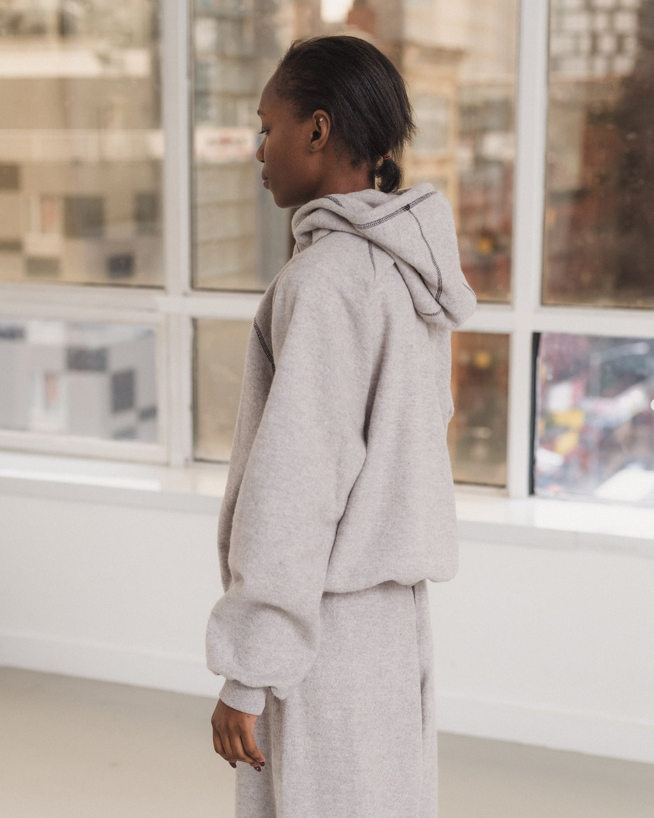 Fold Hoodie - Recycled Cotton - Grey Melange