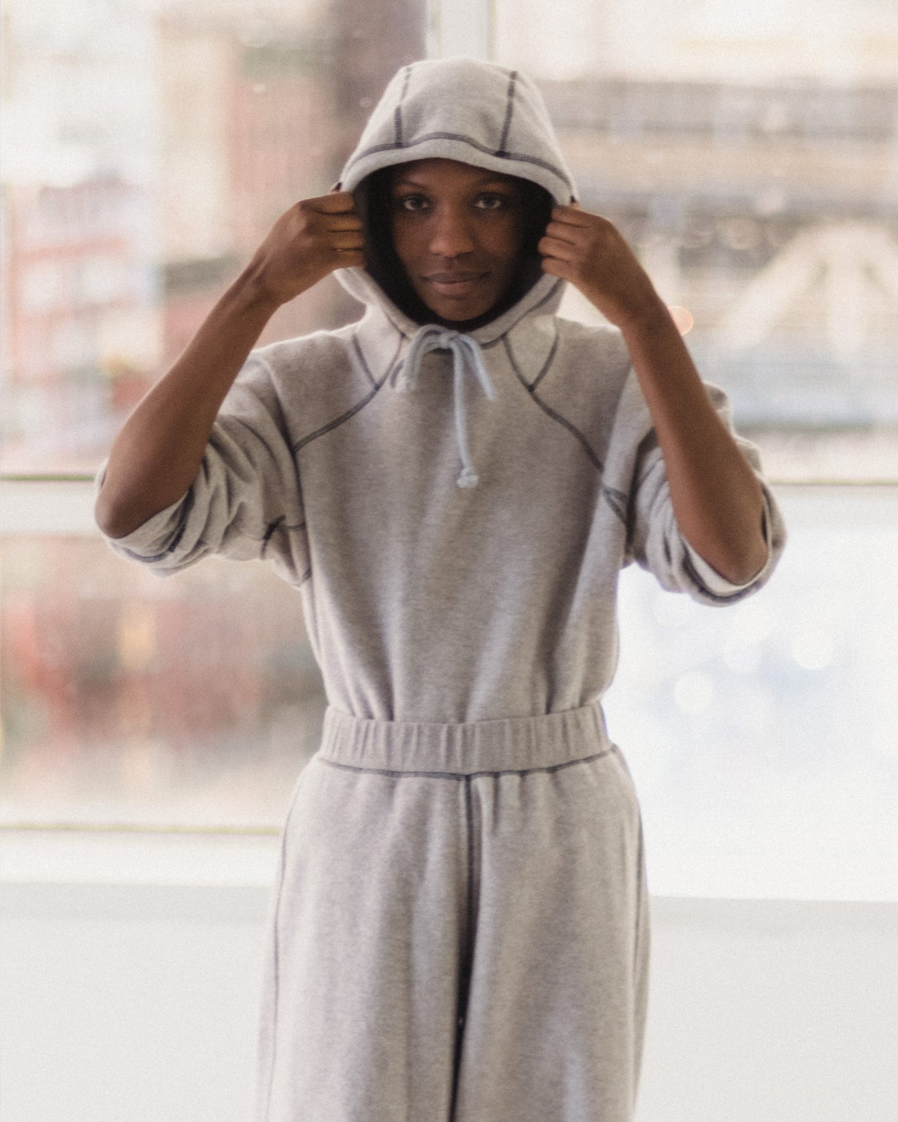 Fold Hoodie - Recycled Cotton - Grey Melange