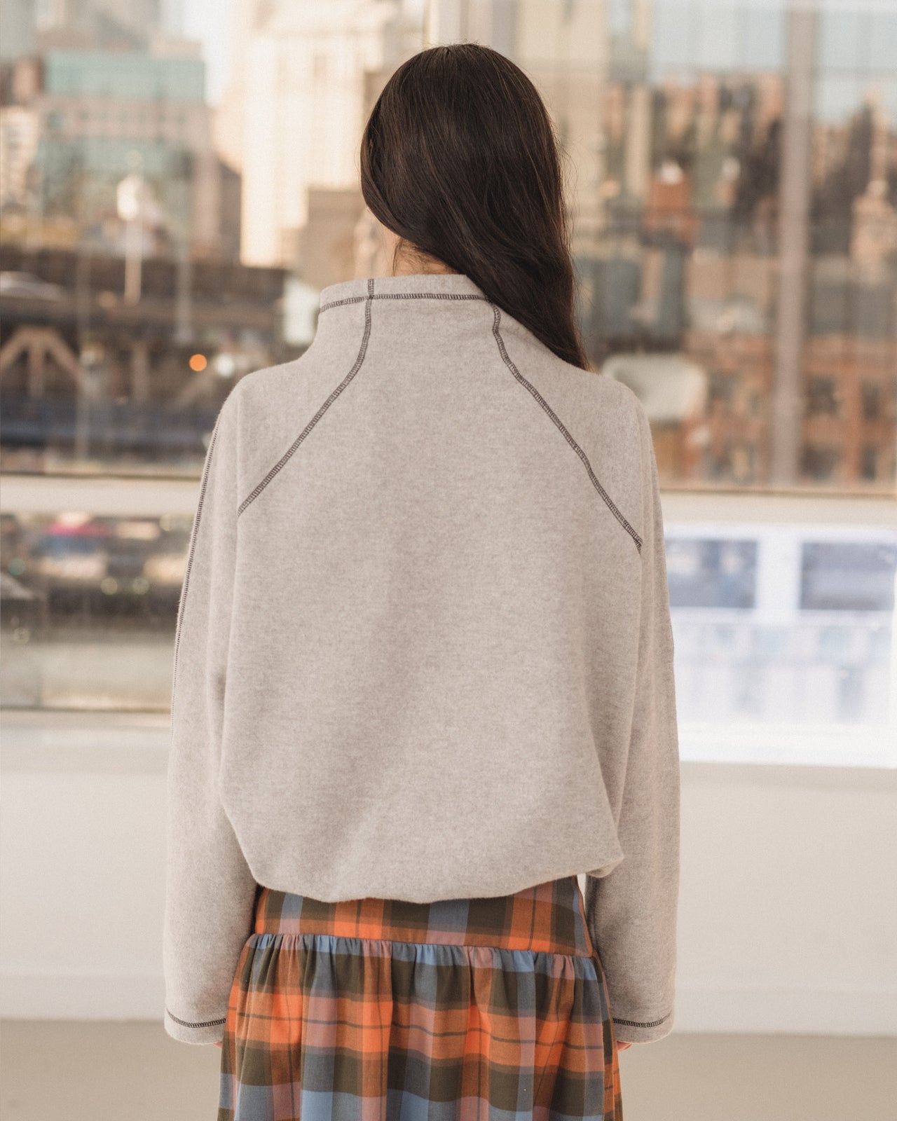 Fold Turtleneck - Recycled Cotton - Grey Melange