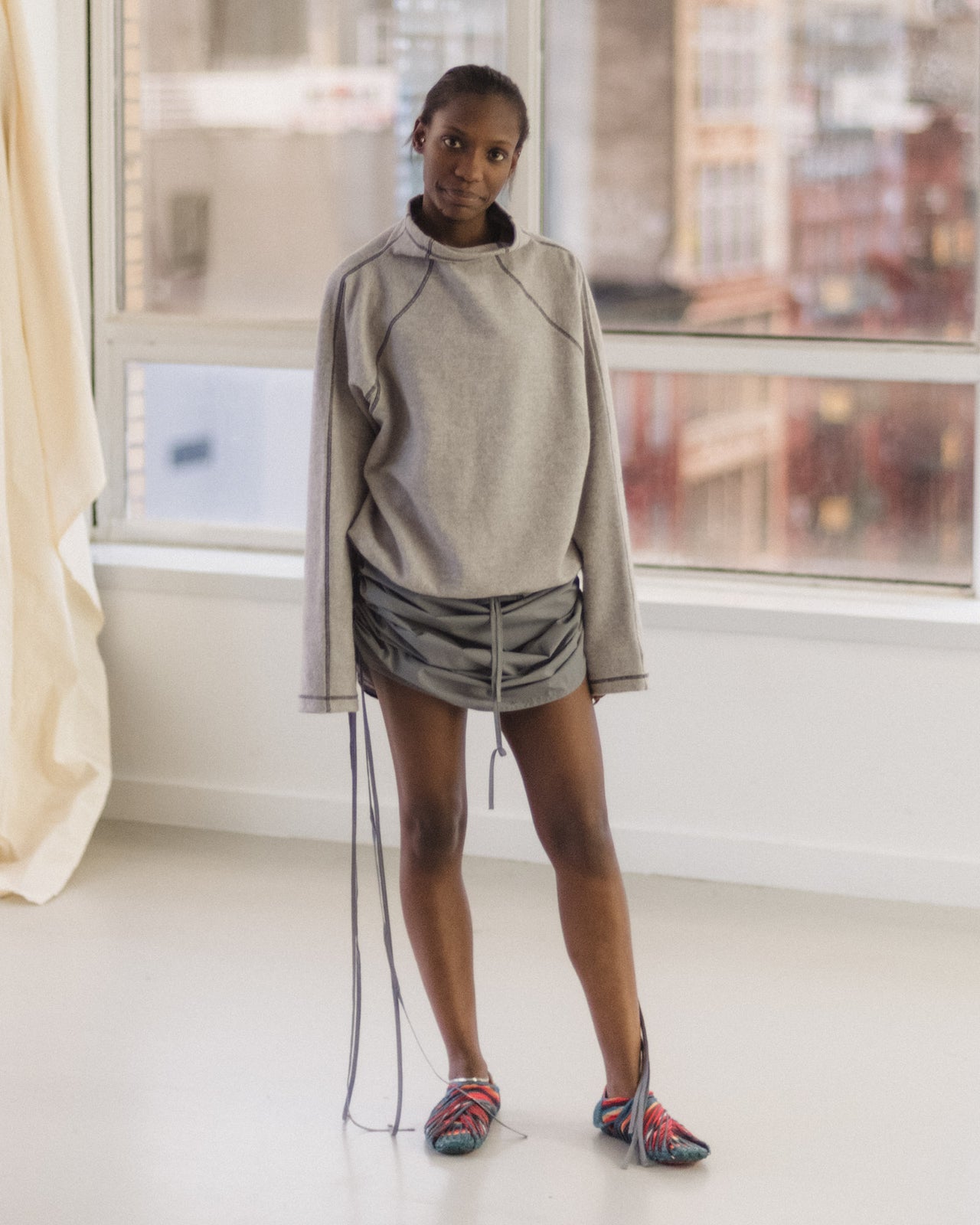 Fold Turtleneck - Recycled Cotton - Grey Melange