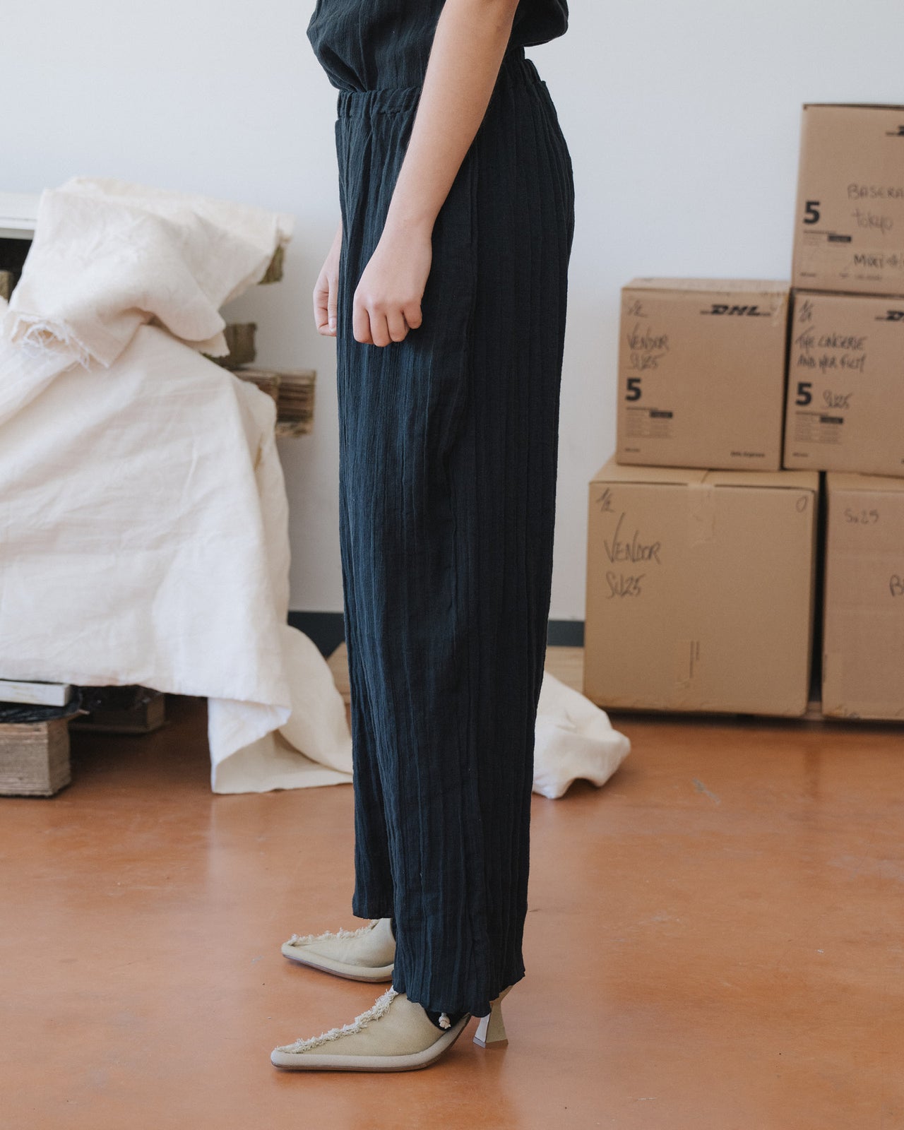 Folio Pants - Crinkle Linen - Black