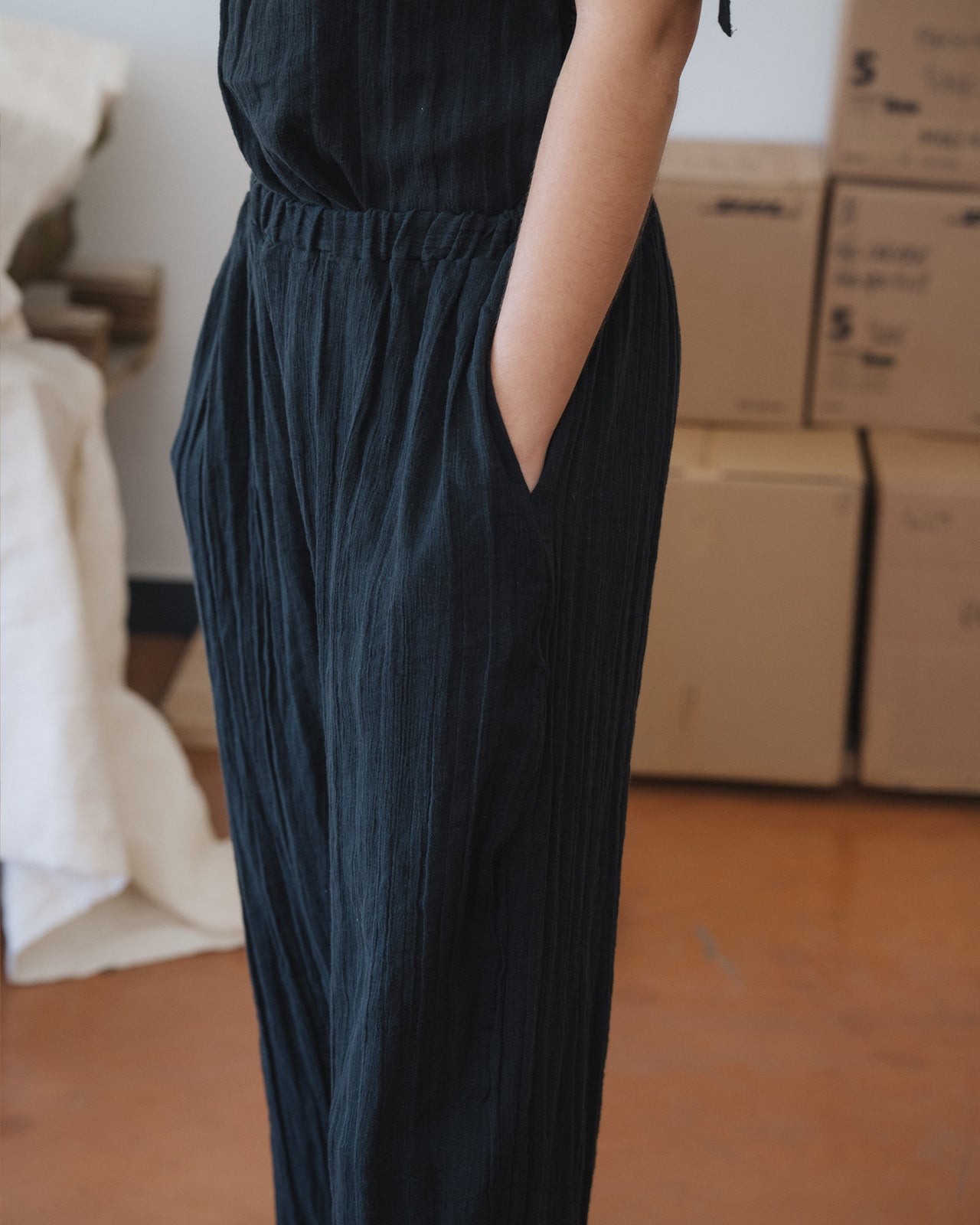 Folio Pants - Crinkle Linen - Black
