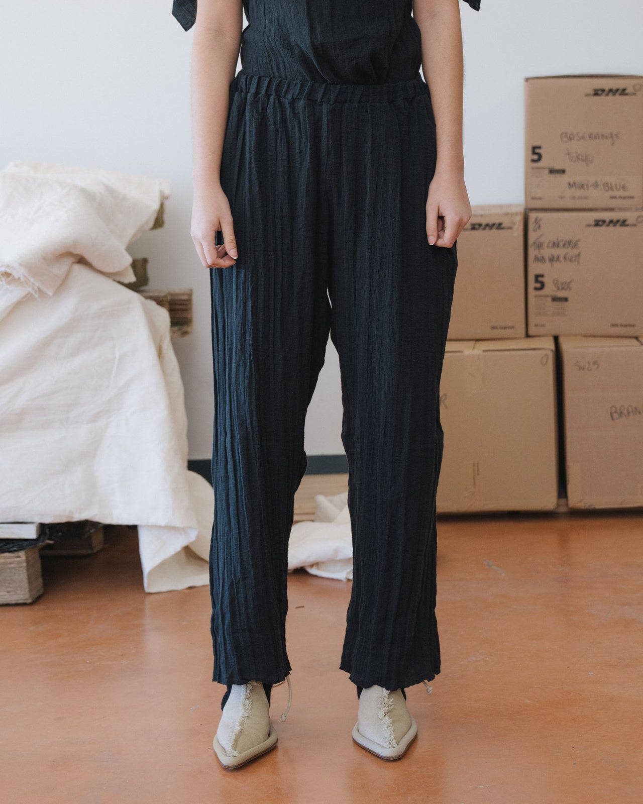 Folio Pants - Crinkle Linen - Black