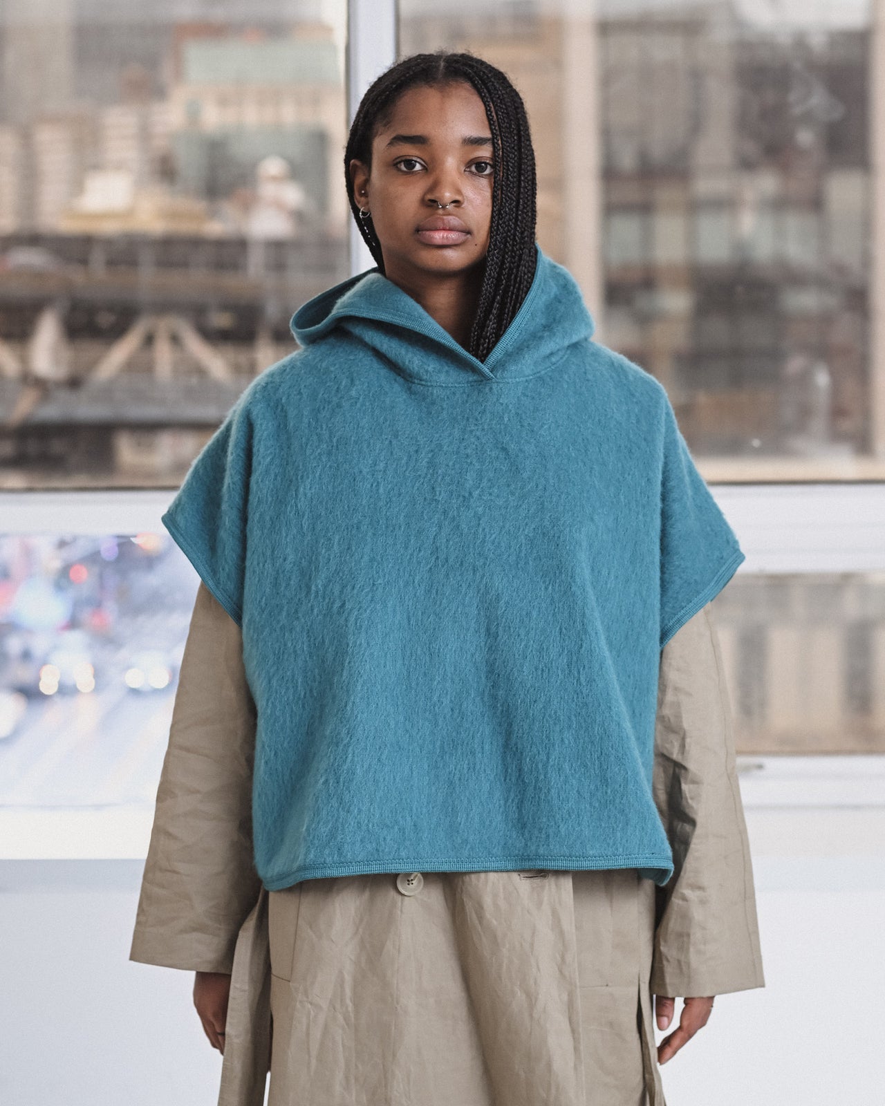 Fortu Hooded Vest - Brushed Wool - Opale Green