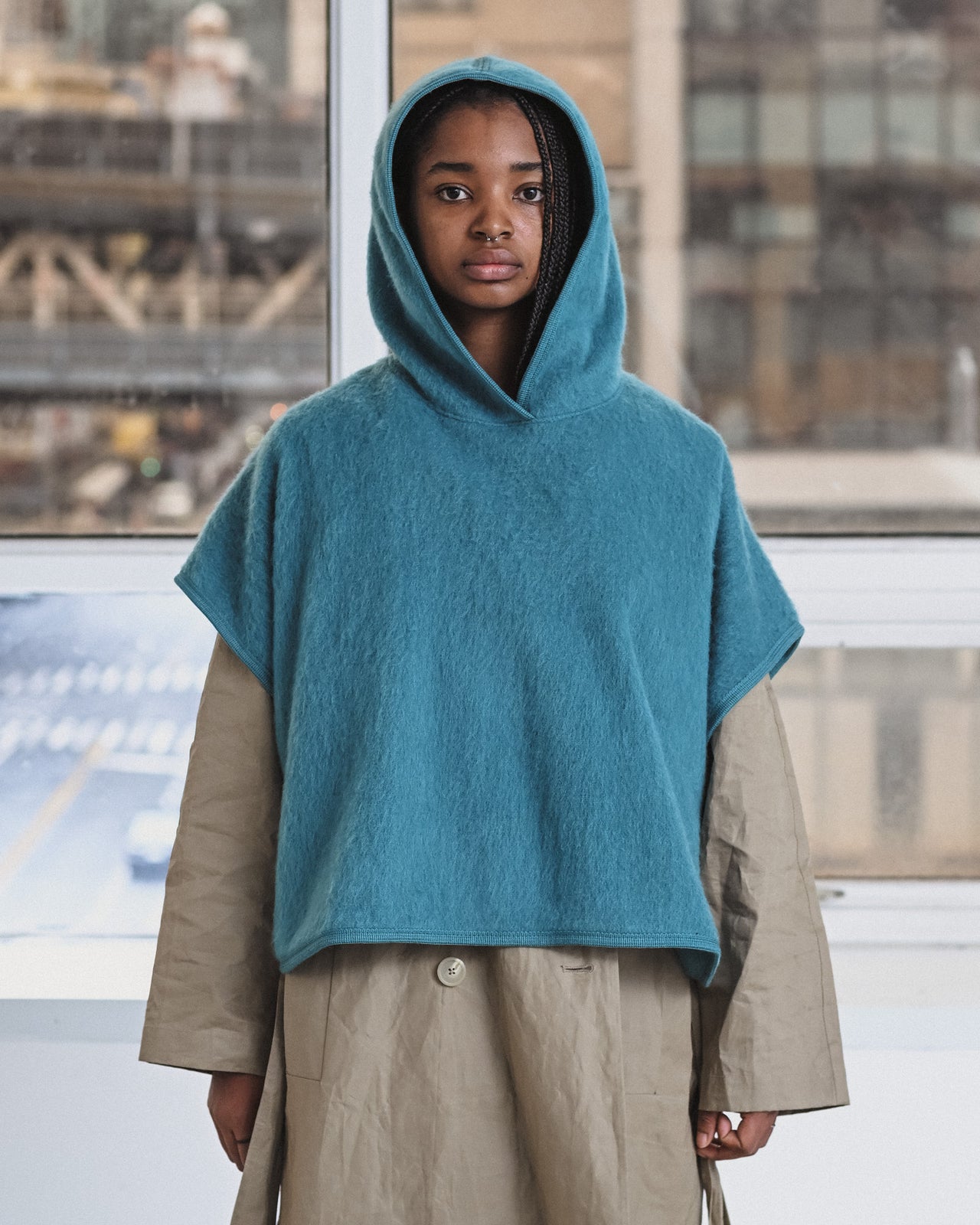 Fortu Hooded Vest - Brushed Wool - Opale Green