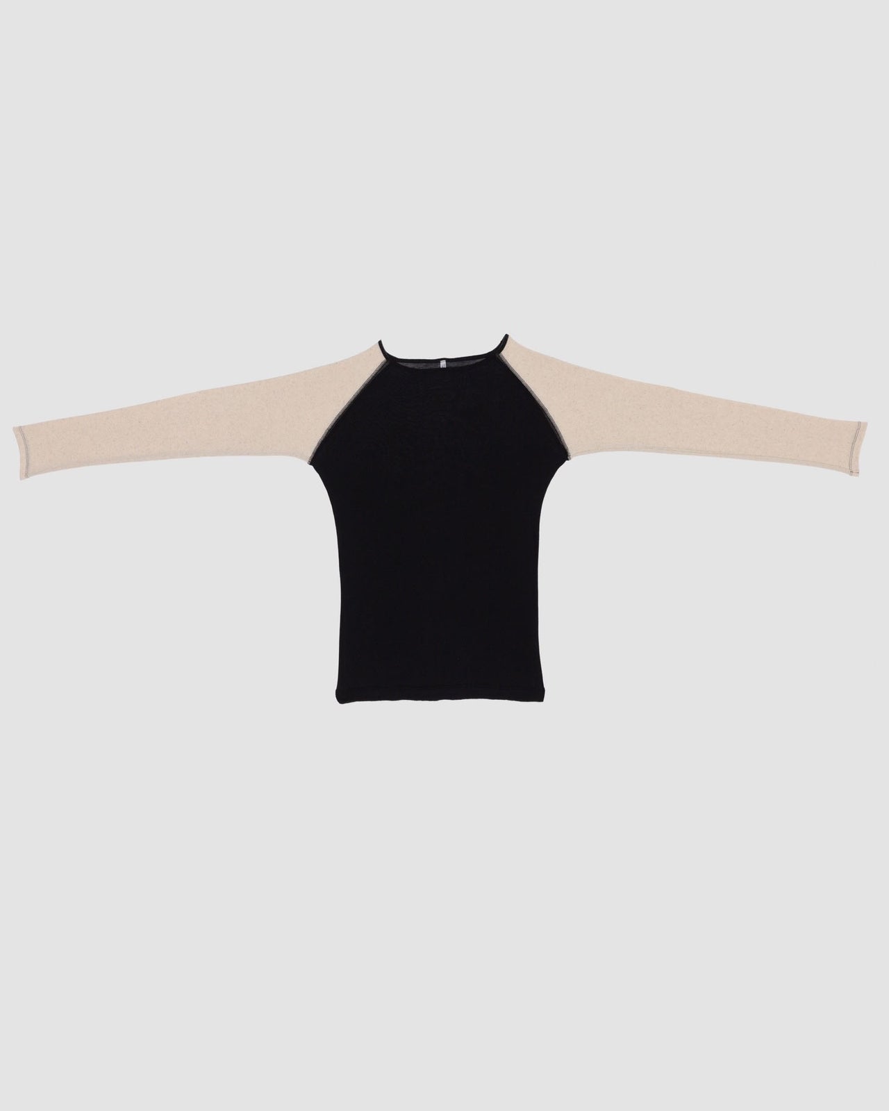 Gene Long Sleeve Tee - Fine Organic Cotton Rib - Black / Off White