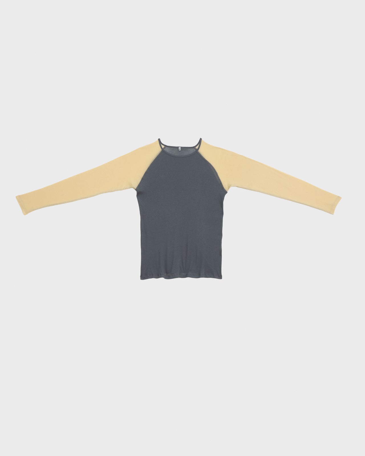 Gene Long Sleeve Tee - Fine Organic Cotton Rib - Amber Blue / Beige
