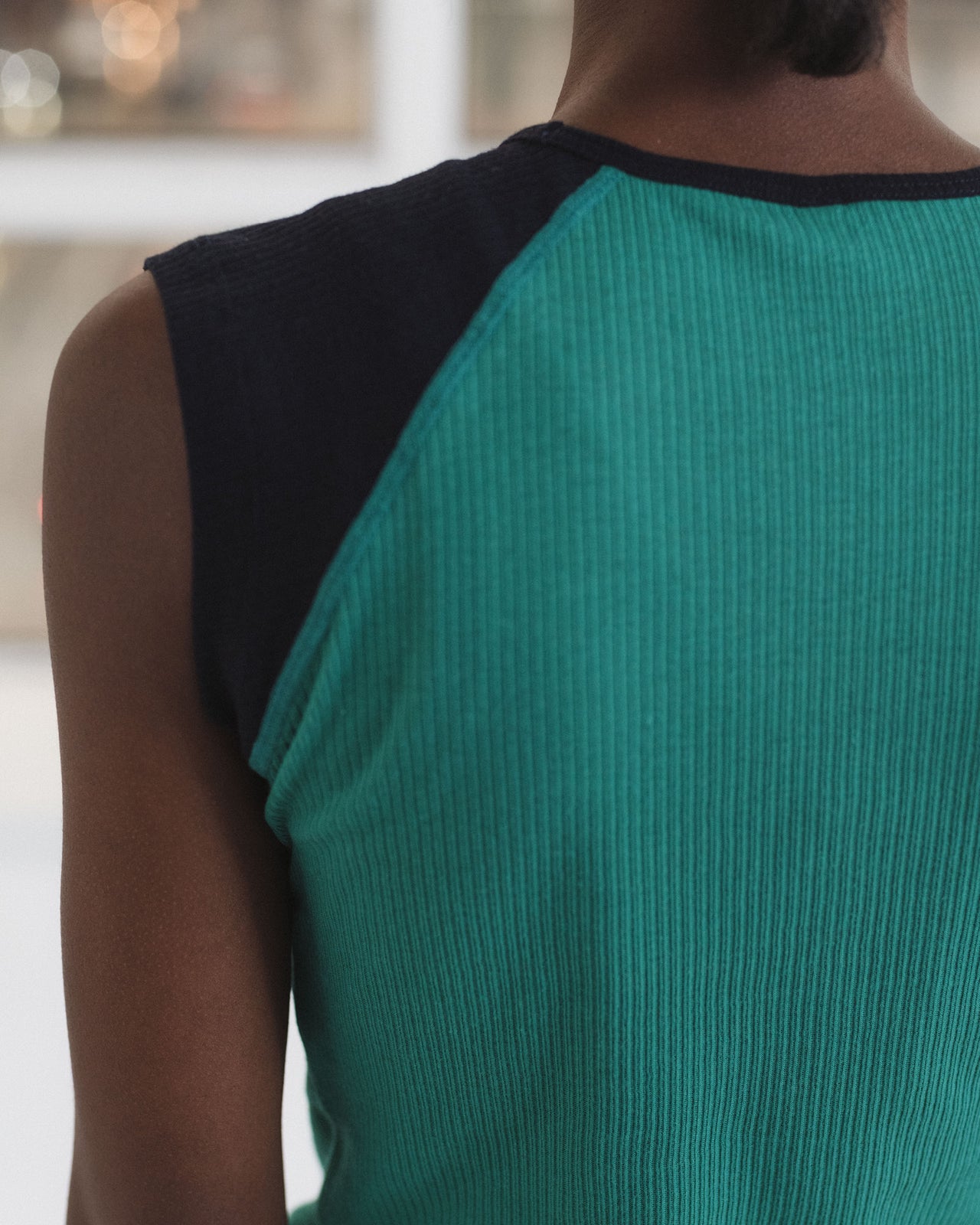 Gene Tank - Fine Organic Cotton Rib - Mira Green / Navy