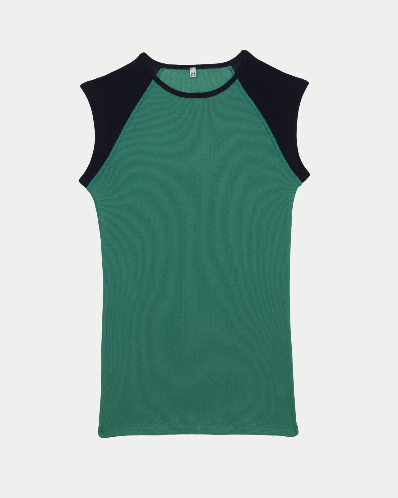 Gene Tank - Fine Organic Cotton Rib - Mira Green / Navy