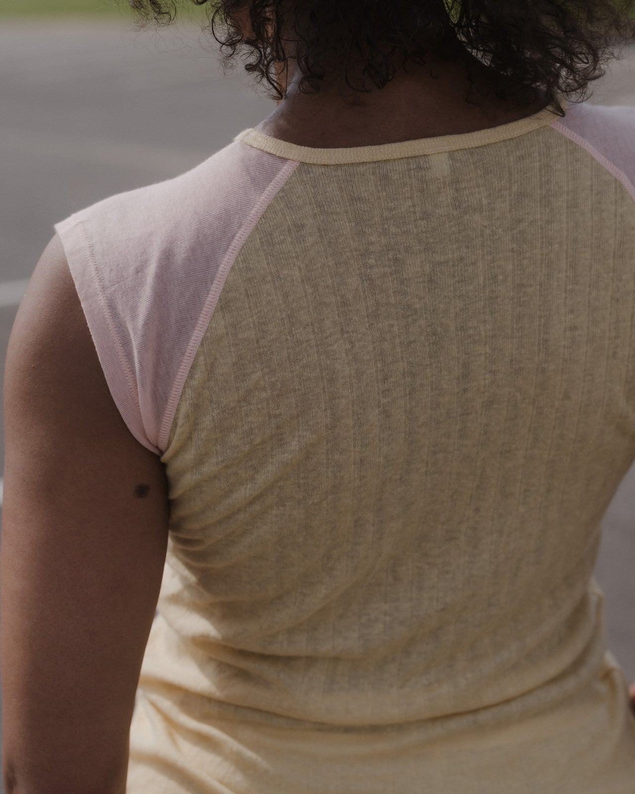 Gene Tank - Lyocell Wool Rib - Hen Yellow / Buio Pink