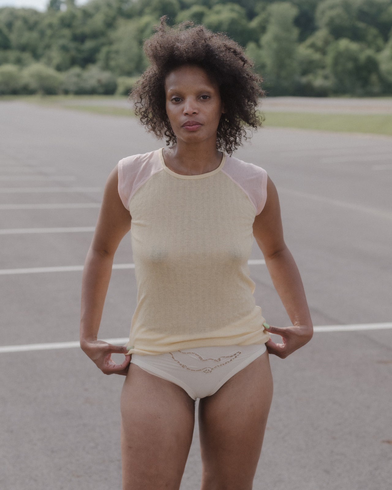 Gene Tank - Lyocell Wool Rib - Hen Yellow / Buio Pink