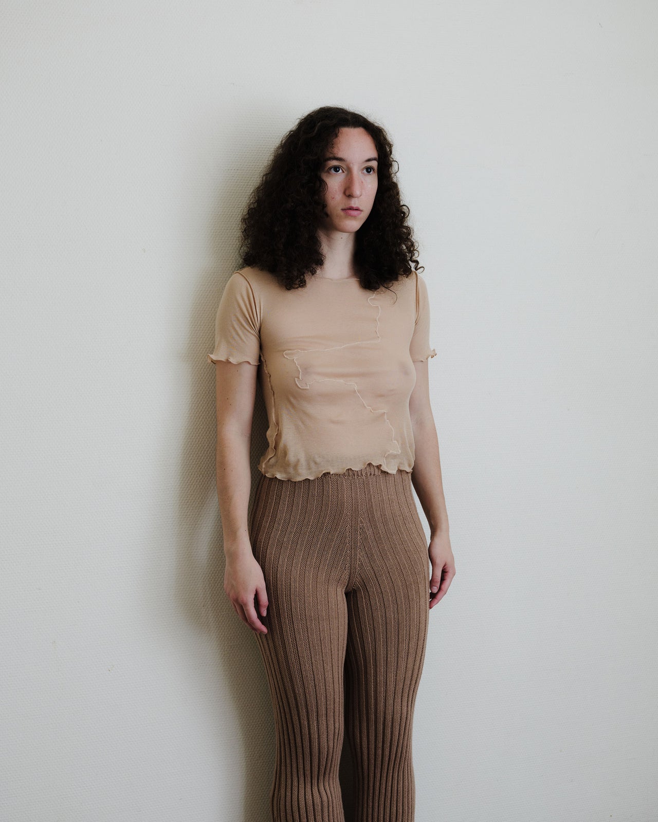 Gerrymandered Tee Shirt - Cotton Gaze - Rosy Camel