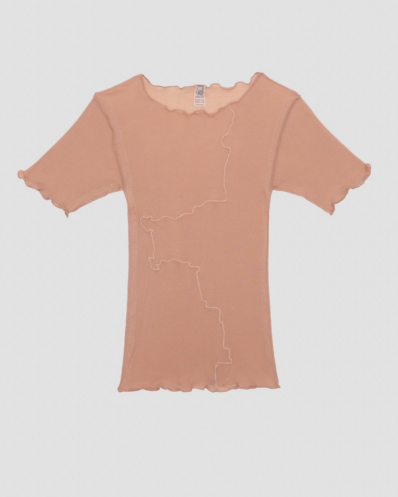 Gerrymandered Tee Shirt - Cotton Gaze - Rosy Camel