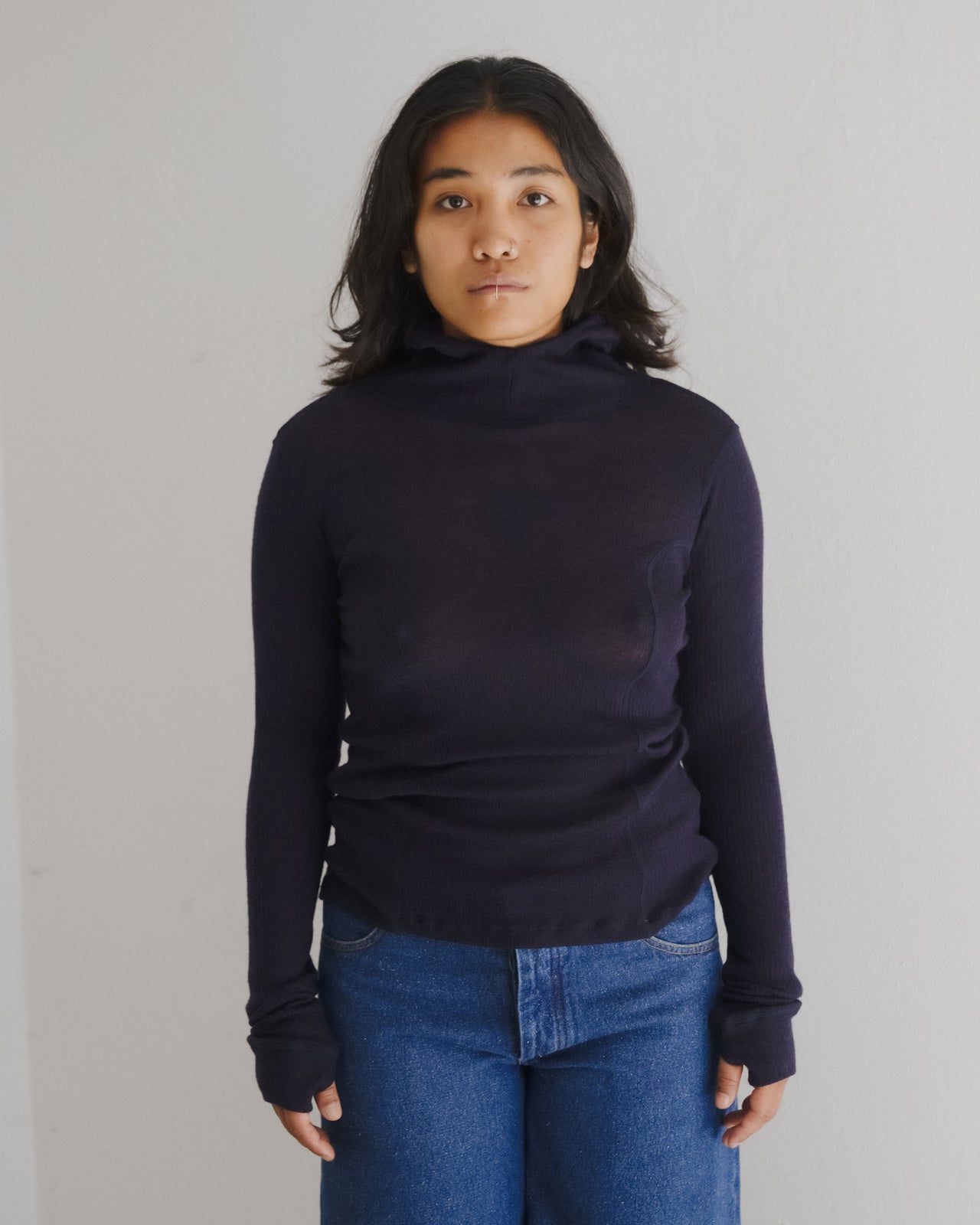 Hanifa Hoodie - Fine Wool Rib - Murano Navy