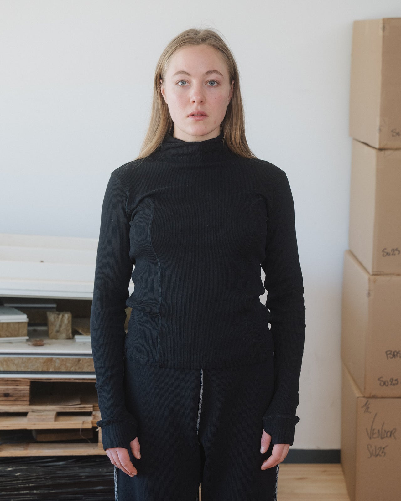 Hanifa Hoodie - Recycled Cotton Rib - Black